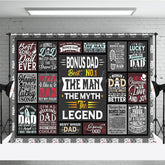 Lofaris Gray Fun Stickers Plaid Happy Fathers Day Backdrop